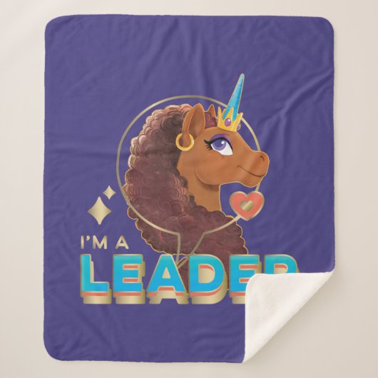 Couverture Sherpa Unique à la licorne "I’m a Leader" Design (Devant)