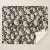 Couverture Sherpa Unique aquarelle blanc Roses Mariage (Devant (Horizontal))