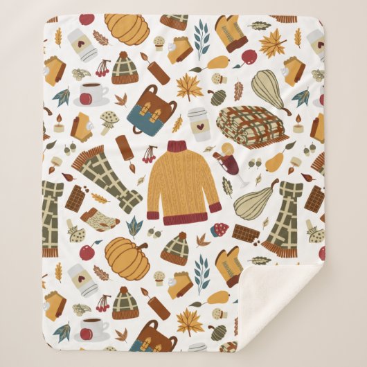 Couverture Sherpa Unique Automne Feuilles Harvest Automne Citrouille (Devant)