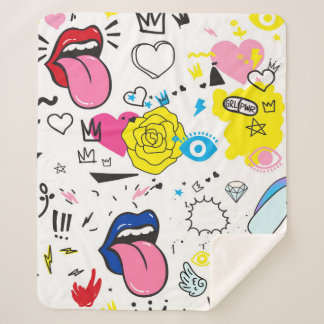 Couverture Sherpa Universal trend hand drawing seamless pattern. Tre