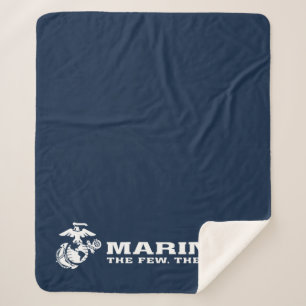 Couverture Sherpa USMC Les rares Logo Fiers - Blanc