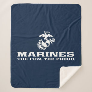 Couverture Sherpa USMC Les rares Logo Fiers Empilés - Blanc