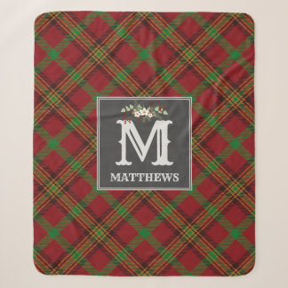 Couverture Sherpa Vacances de motif de famille de monogramme de