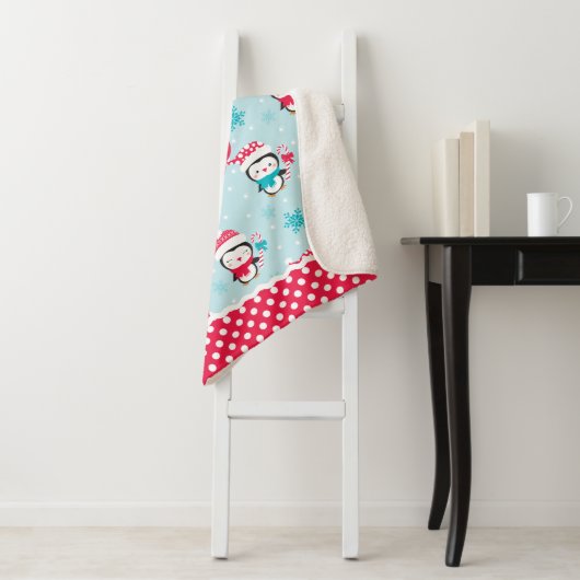 Couverture Sherpa Vacances de Noël mignonnes Monogram (En situation)