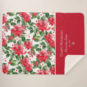 Couverture Sherpa Vacances de Noël Personnalisé Poinsettia Motif (Devant (Horizontal))