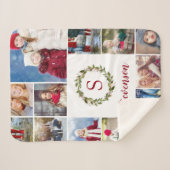Couverture Sherpa Vacances Verdure Wreath Famille Monogramme 12 Phot (Devant (Horizontal))