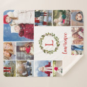 Couverture Sherpa Vacances Verdure Wreath Famille Monogramme 12 Phot (Devant (Horizontal))