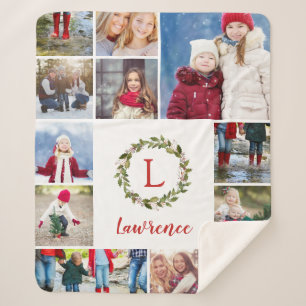 Couverture Sherpa Vacances Verdure Wreath Famille Monogramme 12 Phot