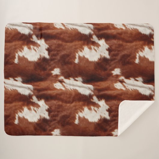 Couverture Sherpa Vache blanche Brown (Devant (Horizontal))