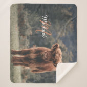 Couverture Sherpa Vache de Highland calvaire herbe d'automne monogra (Devant)