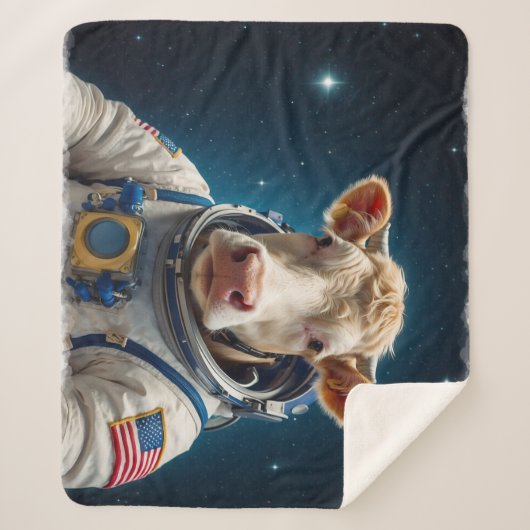 Couverture Sherpa Vache douce dans un Spacesuit (Devant)