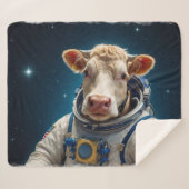 Couverture Sherpa Vache douce dans un Spacesuit (Devant (Horizontal))