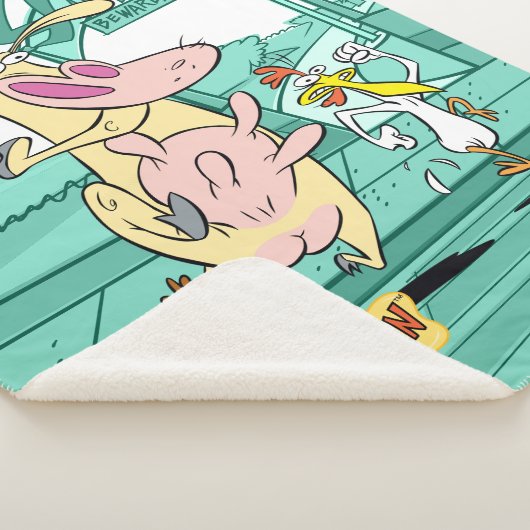 Couverture Sherpa Vache et poulet à courir graphique (3/4)