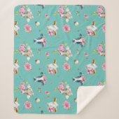 Couverture Sherpa Vaches lunaires et Motif de trèfle (Devant)