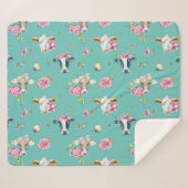 Couverture Sherpa Vaches lunaires et Motif de trèfle (Devant (Horizontal))