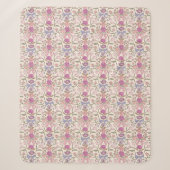 Couverture Sherpa Vaches roses et fleurs rustiques (Devant)