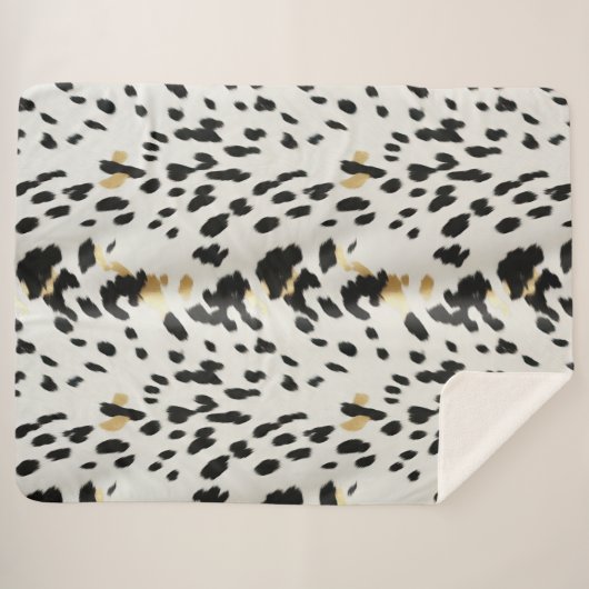 Couverture Sherpa Vachette blanche noire (Devant (Horizontal))