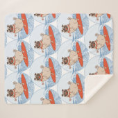 Couverture Sherpa Vague à cheval heureux chien de carlin sur la plan (Devant (Horizontal))