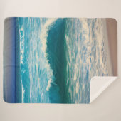 Couverture Sherpa Vague océanique bleu (Devant (Horizontal))