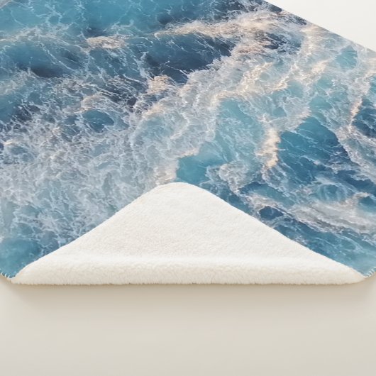 Couverture Sherpa Vagues bleu océan (3/4)