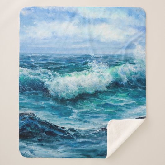 Couverture Sherpa Vagues dans l'océan. Impressionnisme moderne, mode (Devant)