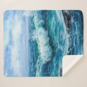Couverture Sherpa Vagues dans l'océan. Impressionnisme moderne, mode (Devant (Horizontal))