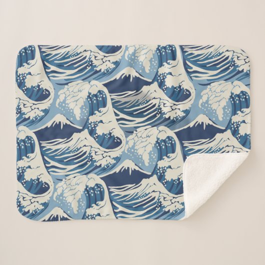 Couverture Sherpa Vagues de Surf Vintage (Devant (Horizontal))