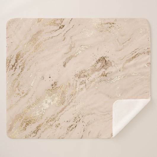 Couverture Sherpa Vagues d'or : Marbre Abstrait (Devant (Horizontal))