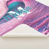 Couverture Sherpa Vagues roses sur la plage Monogramme (3/4)