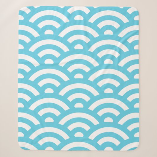 Couverture Sherpa Vagues texture bleu marine (Devant)