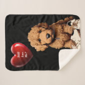 Couverture Sherpa Valentin Chiot Romantique Mignon (Devant (Horizontal))