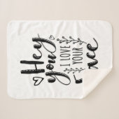 Couverture Sherpa Valentine Art Hey Vous J'Aime Votre Visage (Devant (Horizontal))