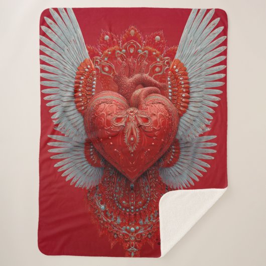Couverture Sherpa "Valentine Love Wings" (Devant)