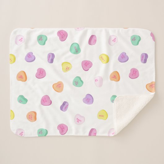 Couverture Sherpa Valentines Day Candy Hearts Motif (Devant (Horizontal))
