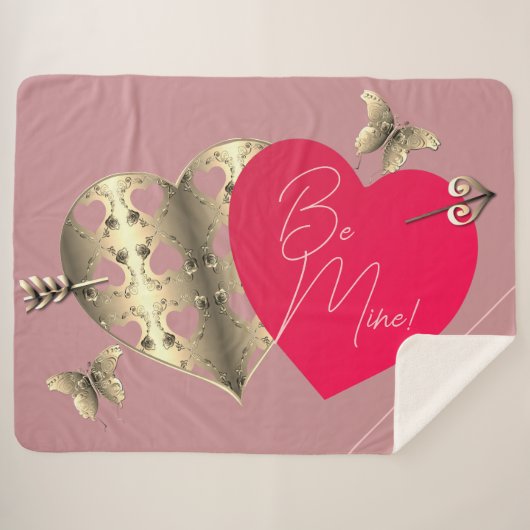 Couverture Sherpa Valentine's Hearts Dusty Rose Sherpa Blanket (Devant (Horizontal))