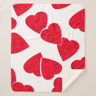 Couverture Sherpa Valentines invisibles Jour coeur rouge blanc motif