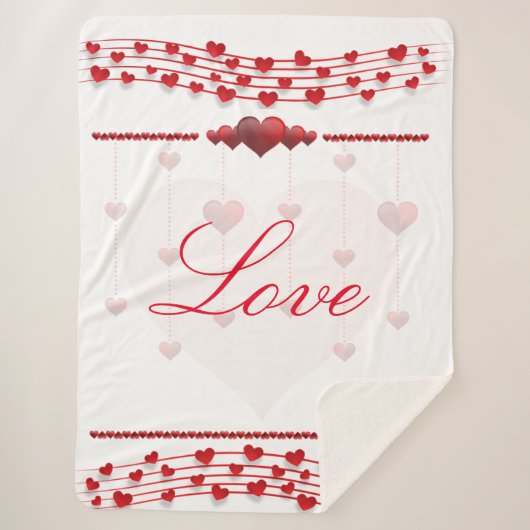 Couverture Sherpa Valentines Jour Blanc / Coeurs Rose Sherpa Blanket (Devant)