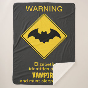 Couverture Sherpa Vampire Bat Avertissement Halloween