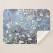 Couverture Sherpa Van Gogh Almond Blossoms en acier bleu (Devant (Horizontal))