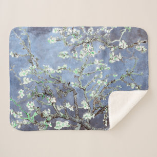 Couverture Sherpa Van Gogh Almond Blossoms en acier bleu