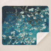 Couverture Sherpa Van Gogh Almond Blossoms : Turquoise foncé (Devant (Horizontal))