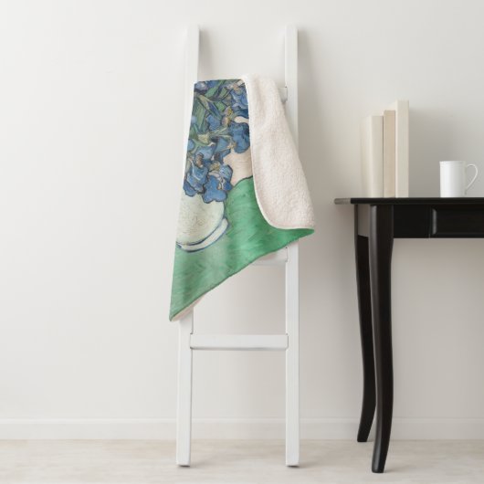 Couverture Sherpa Van Gogh Iris Vase Peinture Impressionnisme (En situation)