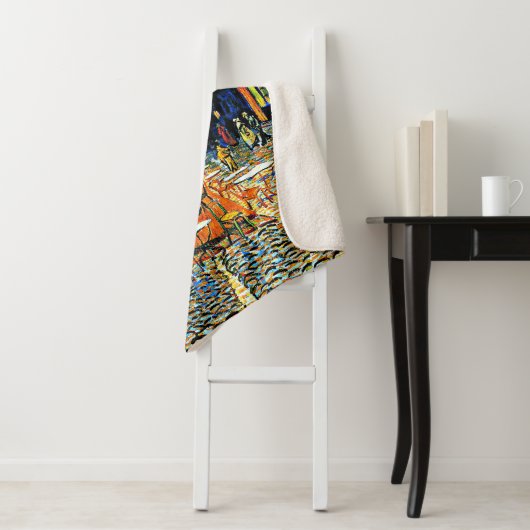 Couverture Sherpa Van Gogh - Terrasse Café (En situation)