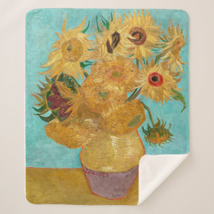 Couverture Sherpa Vase avec douze tournesols Van Gogh