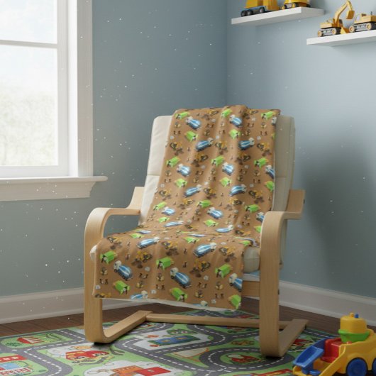 Couverture Sherpa Véhicules de construction et travailleurs Motif co