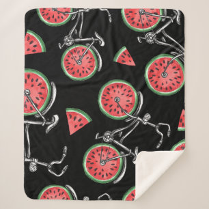 Couverture Sherpa Vélos à roue de pastèque, motif d'été.