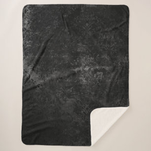 Couverture Sherpa Velvety Onyx Damask Black Vampy Grunge Baroque