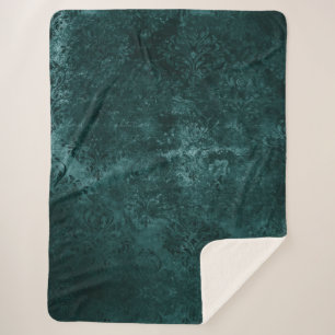 Couverture Sherpa Velvety Turquoise Damask Grunge vert foncé Baroq