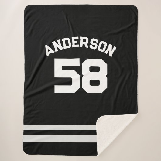 Couverture Sherpa Ventilateur sportif Black Custom Name & Number (Devant)