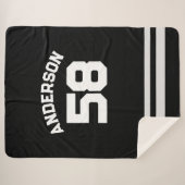 Couverture Sherpa Ventilateur sportif Black Custom Name & Number (Devant (Horizontal))